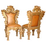 Pair of Italian Rococo Giltwood Chairs-