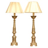 Gilt Wood Alter Prickets now Mounted as Lamps