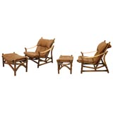 McGuire Leather and Bamboo Armchairs
