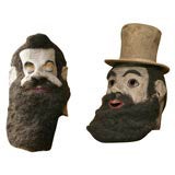 Antique Folk-Art Papier Mache Hand-painted Heads