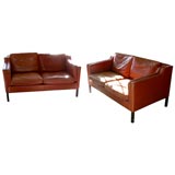 Pair of Red Leather Sofas by Stouby