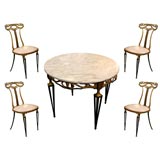 Marble Top Painted Breakfast Table & 4 Chairs Palladio
