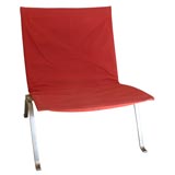Rare Red Canvas PK 22 Chair by Poul Kjaerholm