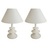 Pair of White Plaster Lamps - Giacometti for Jean Michel Frank Pair of White Plaster Lamps - Giacometti for Jean Michel Frank