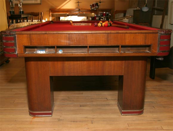 Walnut Brunswick Pool Table With Chrome Corners