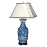 A 19th Century Qing Dynasty Blue 
White Porcelain Vase Lamp