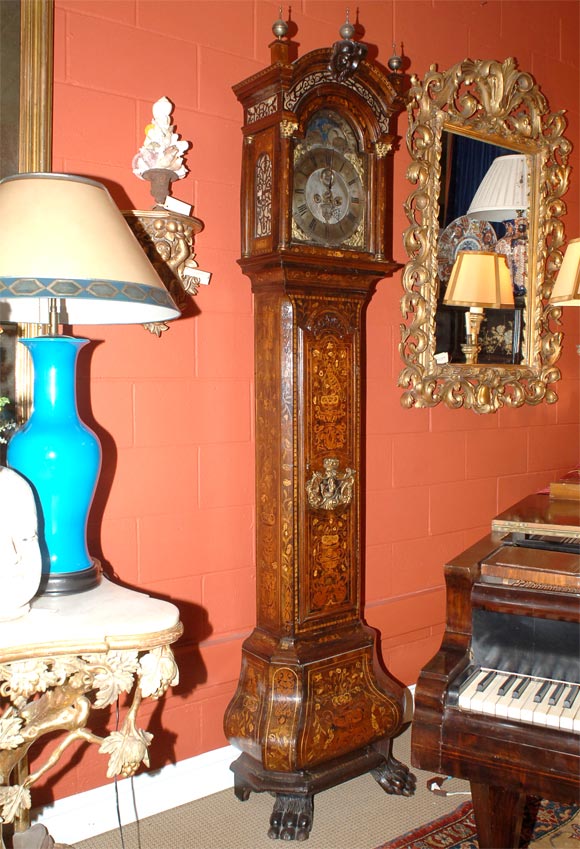 Dutch Rococo Marquetry Longcase Clock