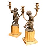 Pair of French bronze candelabres