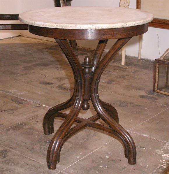 Bentwood & old marble top round table