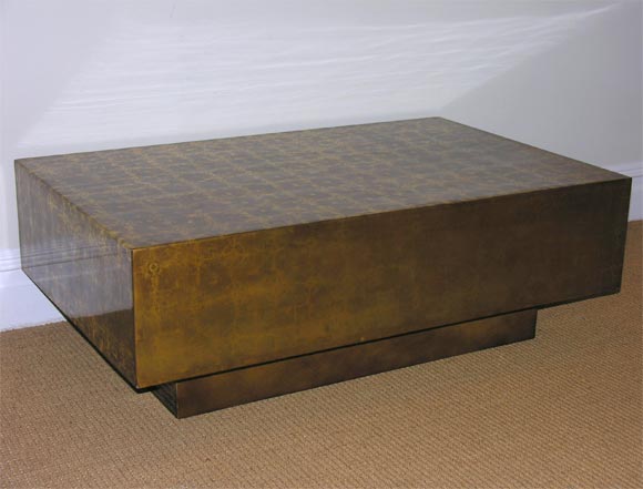A French Gold and Brown Floating Low Table, att to Jensen.