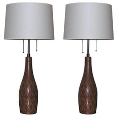Pair of Swedish Rorstrand Ceramic Table Lamps by Gunnar Nyland.