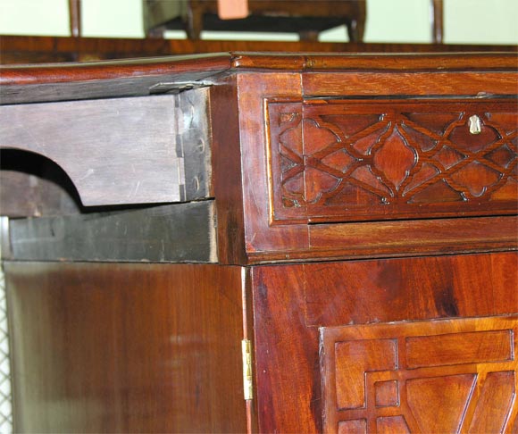 19th Century English Blind Fret Drop Leaf Partners Desk