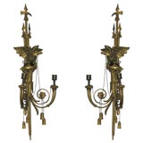 Pair (Left/Right) of Carved and Gilded Eagle Sconces