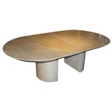 Lacquered Goatskin Dining Table with Leaf by Karl Springer
