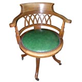 Oak & Leather Swivel Desk Chair