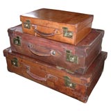 Assorted Antiques Leather Suitcases