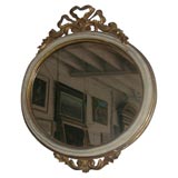 Antique Wood Hand Carved Bow Top Mirror