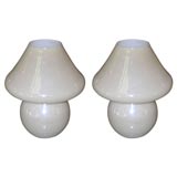 Pair Opalescent Glass Lamps Pair Opalescent Glass Lamps