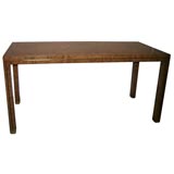 Burled Wood Console with Brass Details