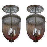 19th Century  Anglo Indian Etched Clear Glass Bell Jar Lantern.