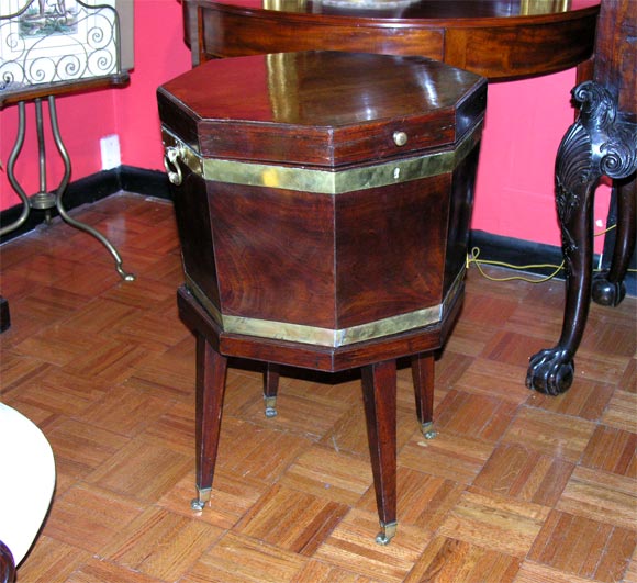 George III Mahogany Cellarette With Brass Banding and Castors.