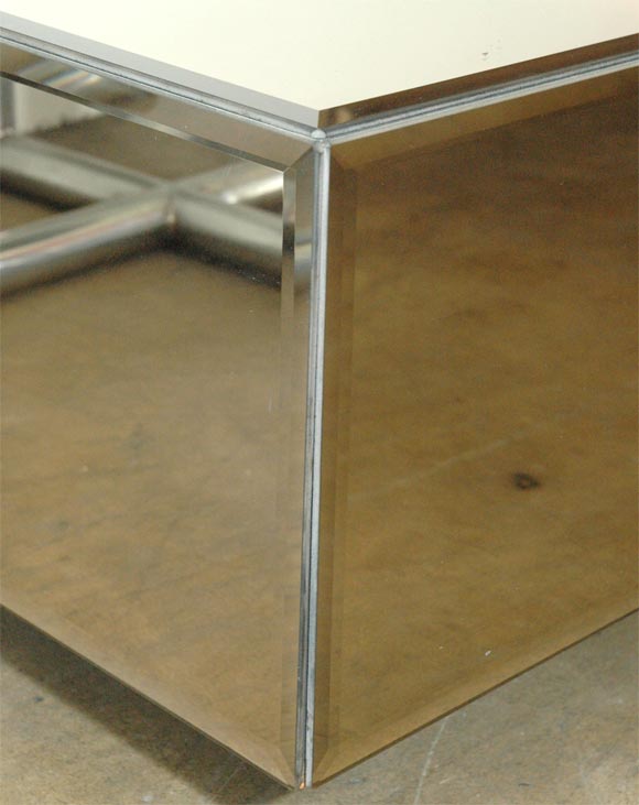 Large Glass Mirror square coffee table at 1stDibs