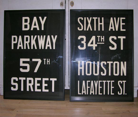 Framed orignal 1940's New York City subway destination scrolls. Price is for EACH SIGN.  More are available.