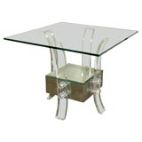 pair of lucite side tables