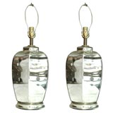 pair of mercury glass lamps