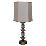 Bronze and Faceted Crystal Table Lamp