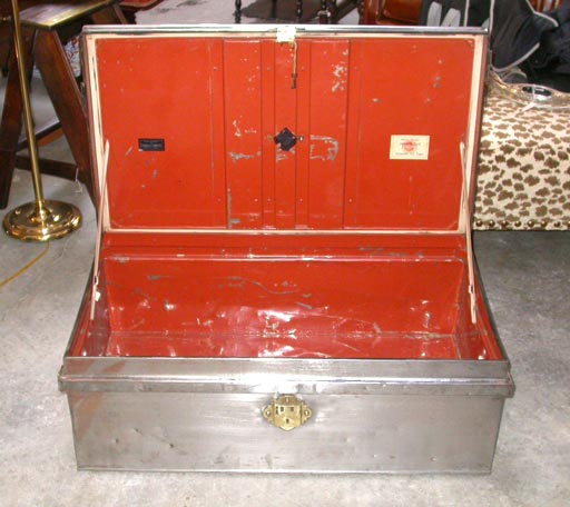 Polished Metal Trunk with Brass accents
