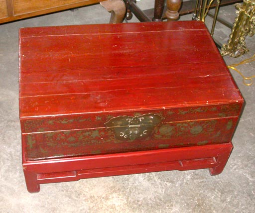 Lacquered Rosewood Chinese Wedding Trunk on stand
