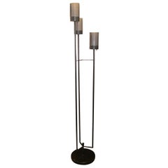 Painted metal floor lamp w/milk glas shades