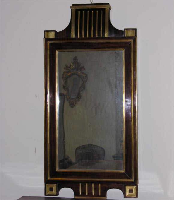 Neoclassic Mahogany Mirror with Brass inlaid