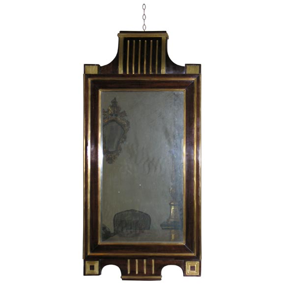 Russian Neoclassic Mahogany Mirror With Brass Inlaid For Sale