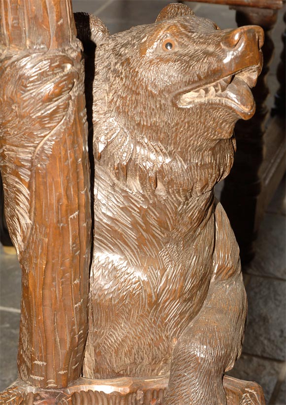 Black Forest  carved lindenwood bear hall stand In Good Condition For Sale In San Francisco, CA