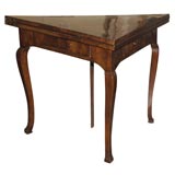 Antique Italian inlaid walnut triangular games table