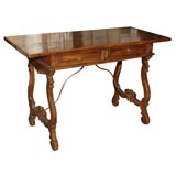 Spanish baroque walnut writing table
