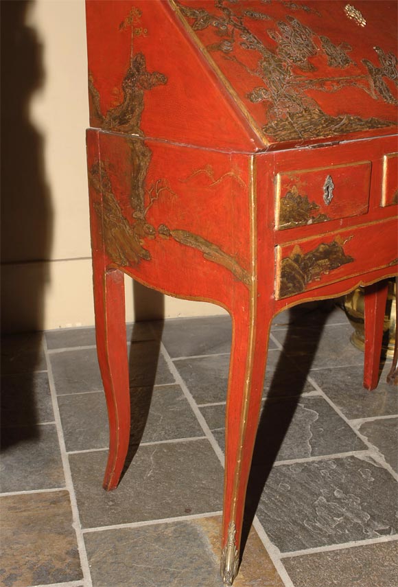 Ormolu Louis XV lacquer bureau en pente For Sale