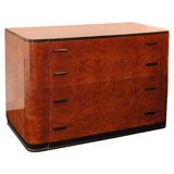 A European Burl Wood and Black Enamel Chest of Drawers