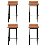 Set of 4 mahogany & metal bar stools by Cal-Vista