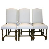 Set of 6 Louis XII Style Dining Chairs , Barley Twist Legs