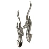 Pair of Modernist Aluminum Antelope Wall Sculptures