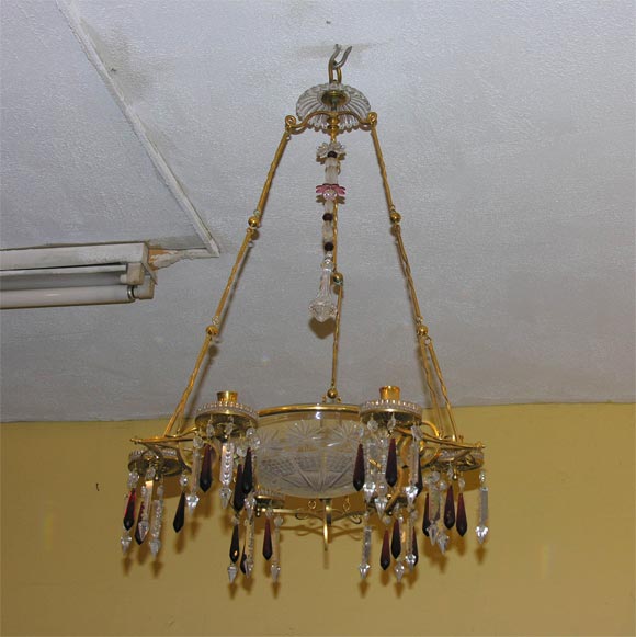 An Antique Dore Bronze and Crystal  French Chandelier