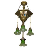 Vintage Russian Brass Hanging Light Fixture