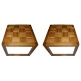 Pair of walnut cube tables