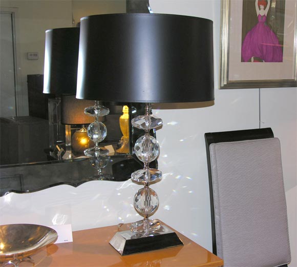 Pair of 1940's Crystal Lamps