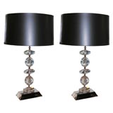 Pair of 1940's Crystal Lamps