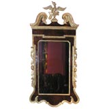 Antique Mahogany & Parcel Gilt Mirror with Swan Neck Pediment