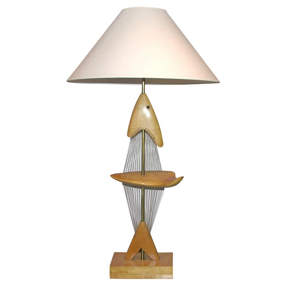  Clark Voorhees Table Lamp Mid Century ModernAbstract  Sculptural Fish  For Sale
